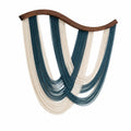 Wandbehang 80 x 100 cm aus Textilkordel und Holz in Dunkelblau Creme im Boho Stil