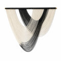 Wandteppich 100 x 100 cm aus Baumwollkordel Schwarz Creme Boho Wanddekoration