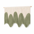 Makramee Wandbehang 100 x 90 cm Baumwolle Grün Beige mit Holzstab und Fransen
