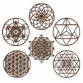 Wanddekoration 6er Set 30 cm Holz Braun geometrisch zum Aufhängen