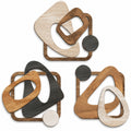 Abstrakte Holz Wanddekoration 3er Set 40 x 40 cm Naturbraun Hellbeige Anthrazit für Innenräume