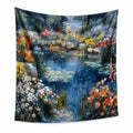 Wandteppich 150 x 130 cm aus Polyester in Blau mit Blumenmotiv für Wohnräume