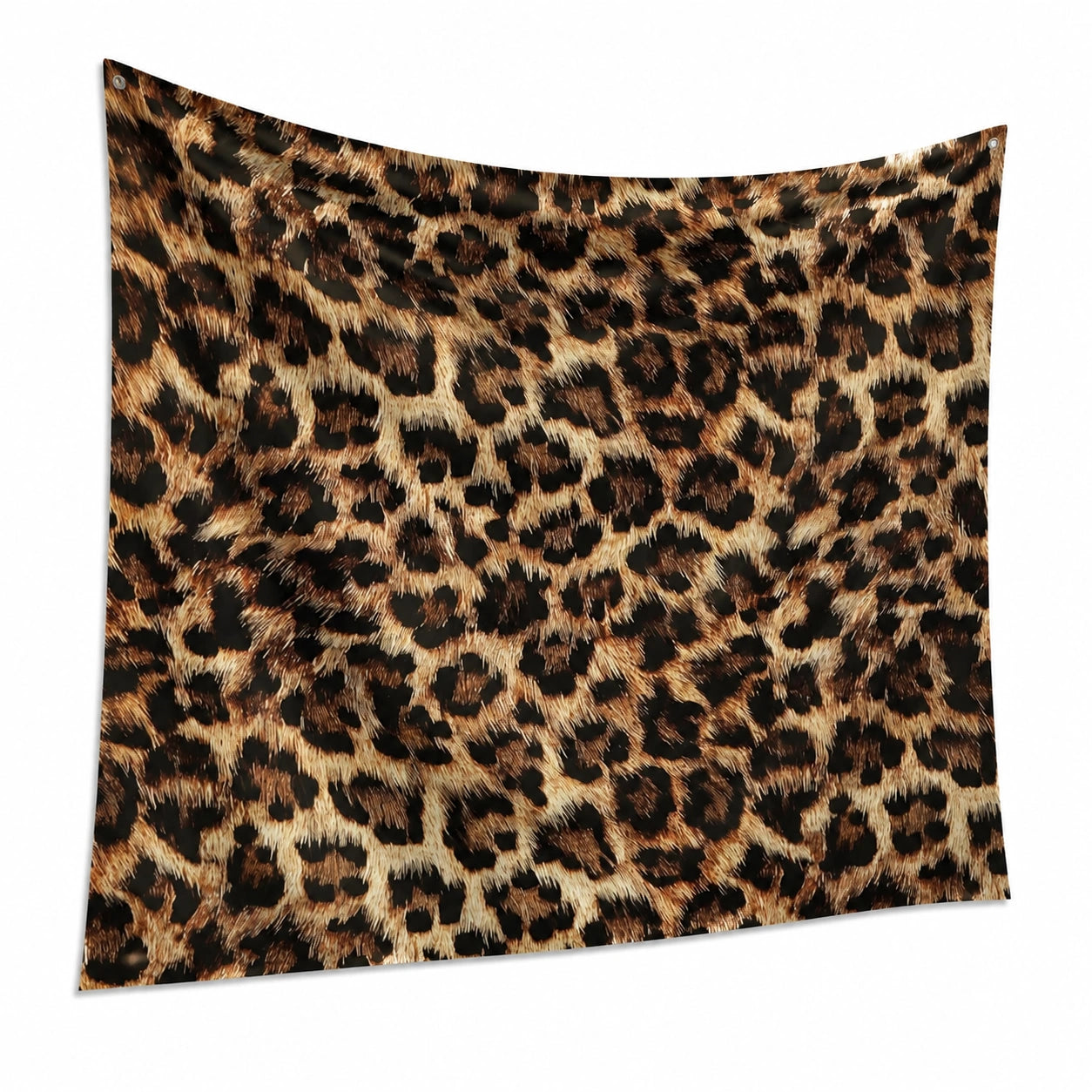 Wandteppich 150 x 130 cm aus Polyester mit Leopardenmuster Braun Schwarz Beige - dekorativer Wandbehang
