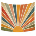 Wandteppich 150 x 150 cm aus Polyester mehrfarbig mit Sonnenstrahlen im Retro Stil
