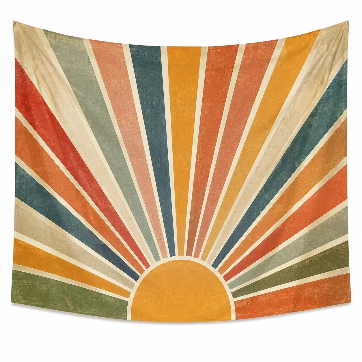 Wandteppich 150 x 150 cm aus Polyester mehrfarbig mit Sonnenstrahlen im Retro Stil