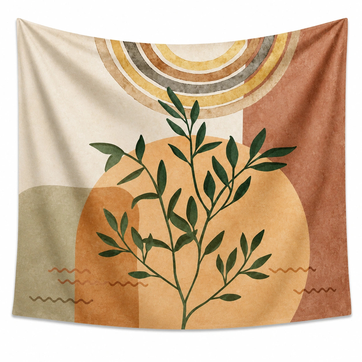 Wandteppich 150 x 130 cm Polyester Mehrfarbig Pflanzenmotiv Boho