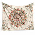Wandteppich 150 cm x 150 cm Textil Creme mit Blumenmuster im Boho-Stil