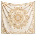 Wandteppich 150 x 150 cm Textilgewebe Creme Gold Mandala Blumenmuster Wanddekoration